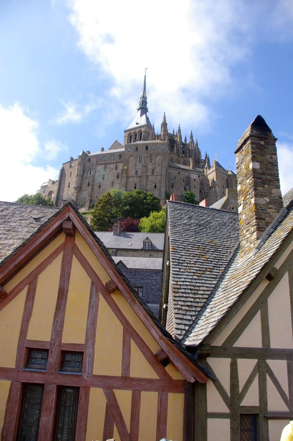 The abbey atop the Mont dominates the ancient streets below