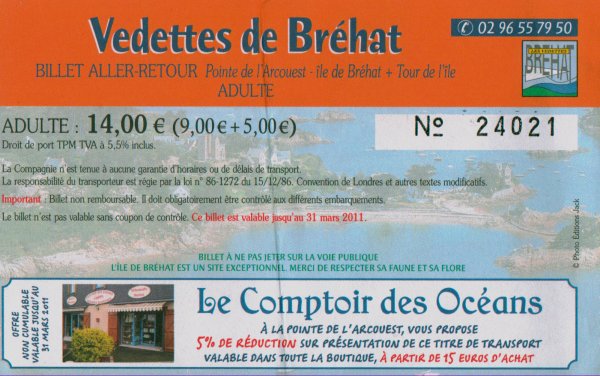 Ile de Brehat crossing ticket